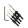 Juego de brocas de avellanado de madera HSS de 3 flautas de vástago hexagonal de 4 piezas para tornillo de madera